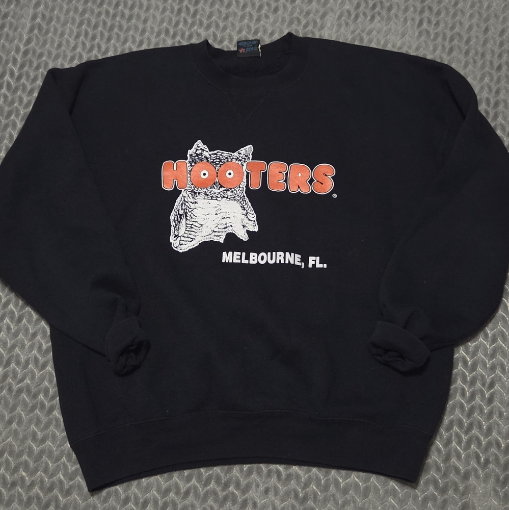 Vtg 90's Hooters Crewneck Sweatshirt Soffe USA Black XL‎